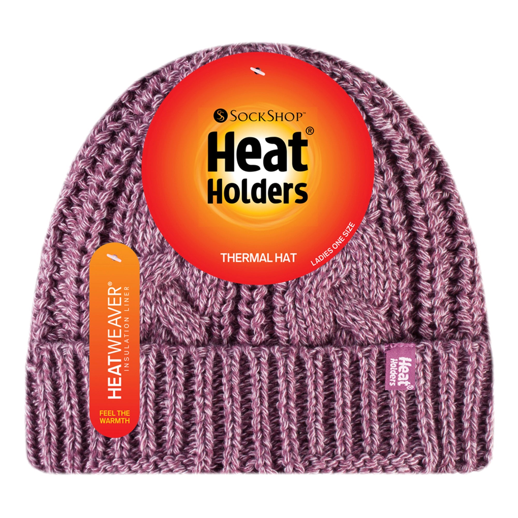 Ladies Cable Knit Fleece Lined Turnover Hat for Winter