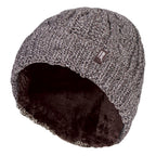 Ladies Cable Knit Fleece Lined Turnover Hat for Winter