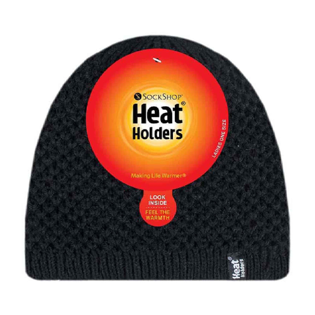 Ladies Crochet Knit Fleece Lined Warm Thermal Winter Beanie Hat