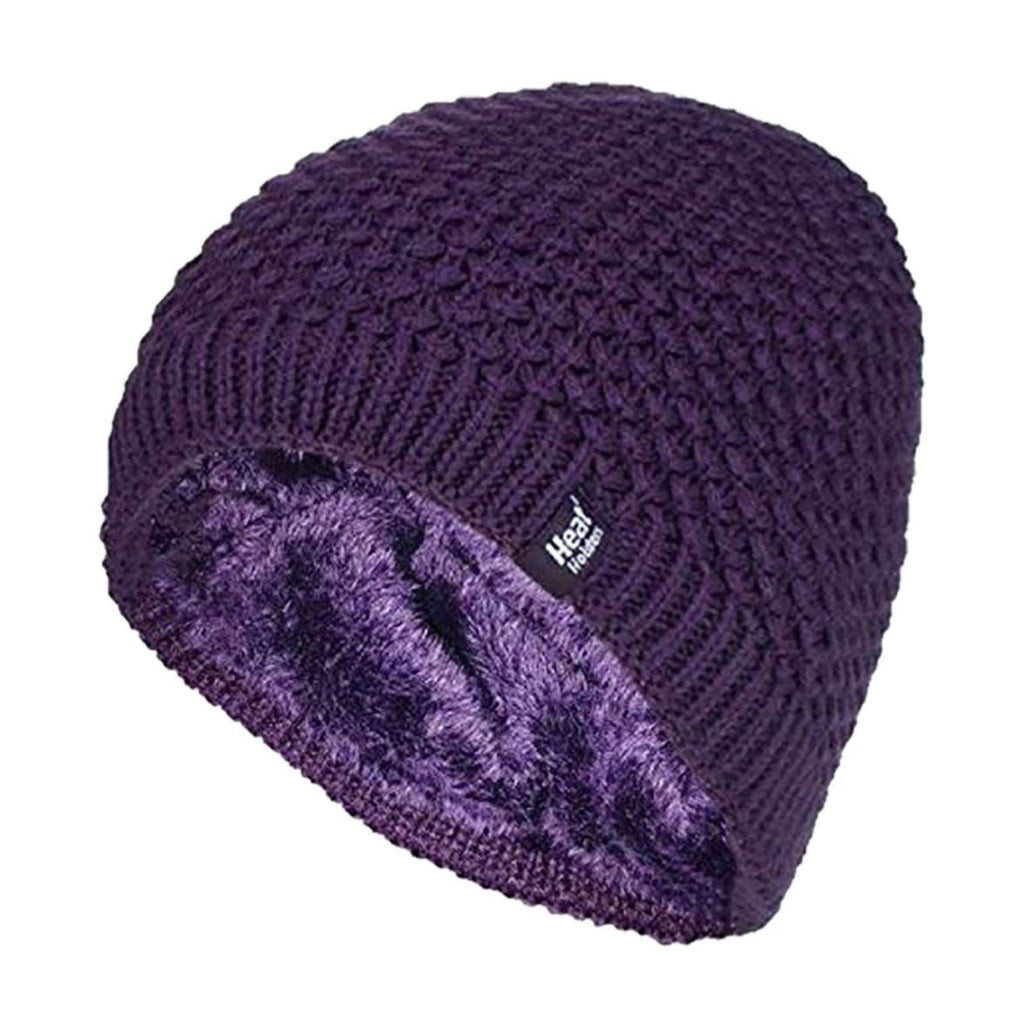 Ladies Crochet Knit Fleece Lined Warm Thermal Winter Beanie Hat