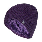 Ladies Crochet Knit Fleece Lined Warm Thermal Winter Beanie Hat