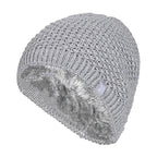 Ladies Crochet Knit Fleece Lined Warm Thermal Winter Beanie Hat