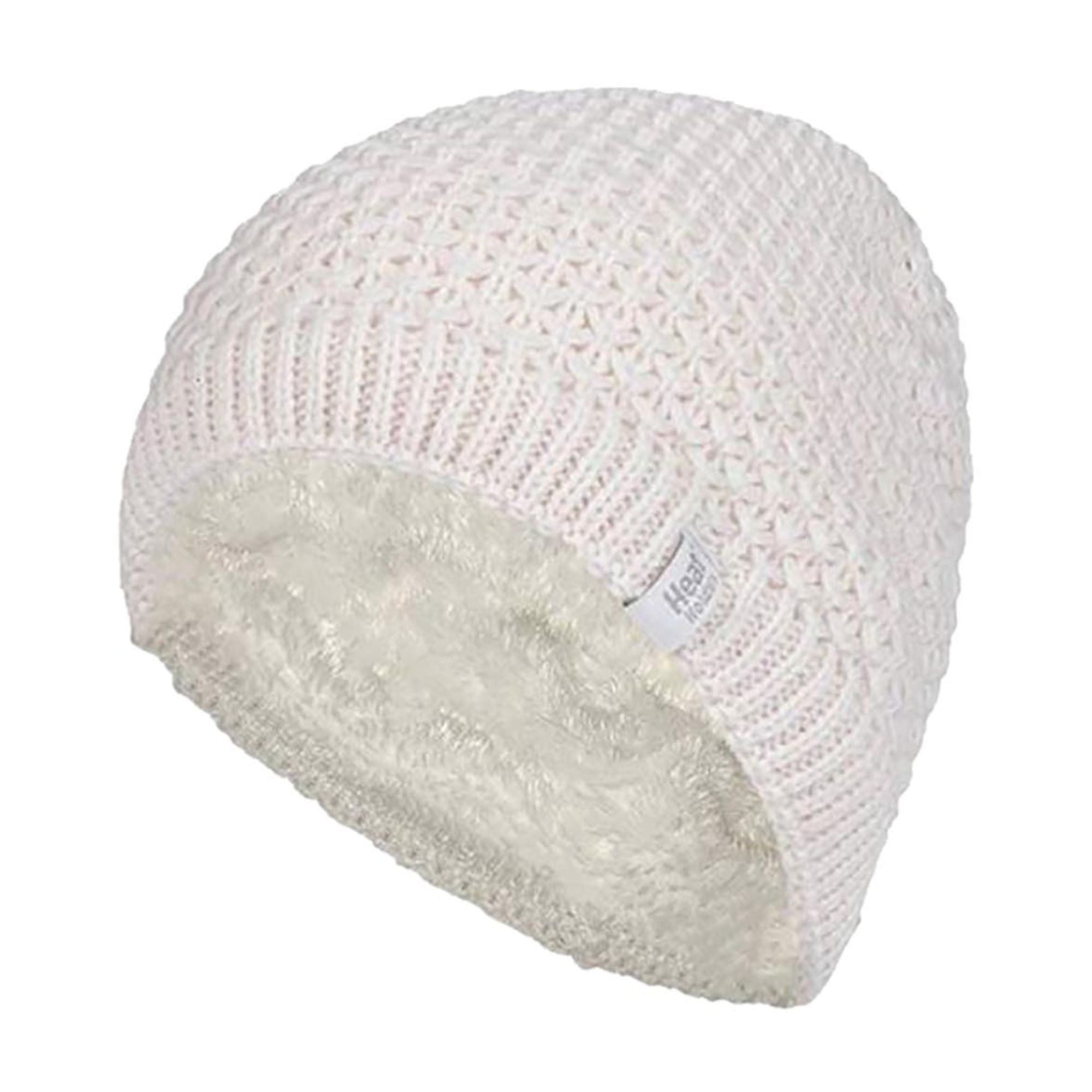 Ladies Crochet Knit Fleece Lined Warm Thermal Winter Beanie Hat