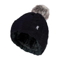 Ladies Cable Knit Fleece Lined Thermal Winter Bobble Hat with Pom Pom