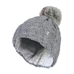 Ladies Cable Knit Fleece Lined Thermal Winter Bobble Hat with Pom Pom