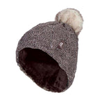 Ladies Cable Knit Fleece Lined Thermal Winter Bobble Hat with Pom Pom