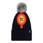 Ladies Knitted Turnover Cuffed Pom Pom Beanie Hat with Bobble