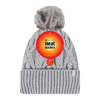 Ladies Knitted Turnover Cuffed Pom Pom Beanie Hat with Bobble