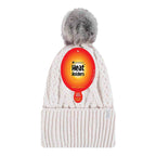 Ladies Knitted Turnover Cuffed Pom Pom Beanie Hat with Bobble