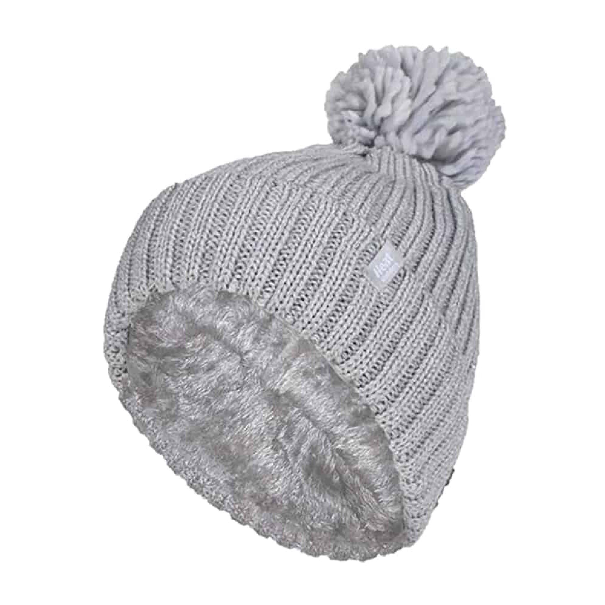 Ladies Ribbed Cuffed Thermal Insulated Winter Pom Pom Bobble Hat