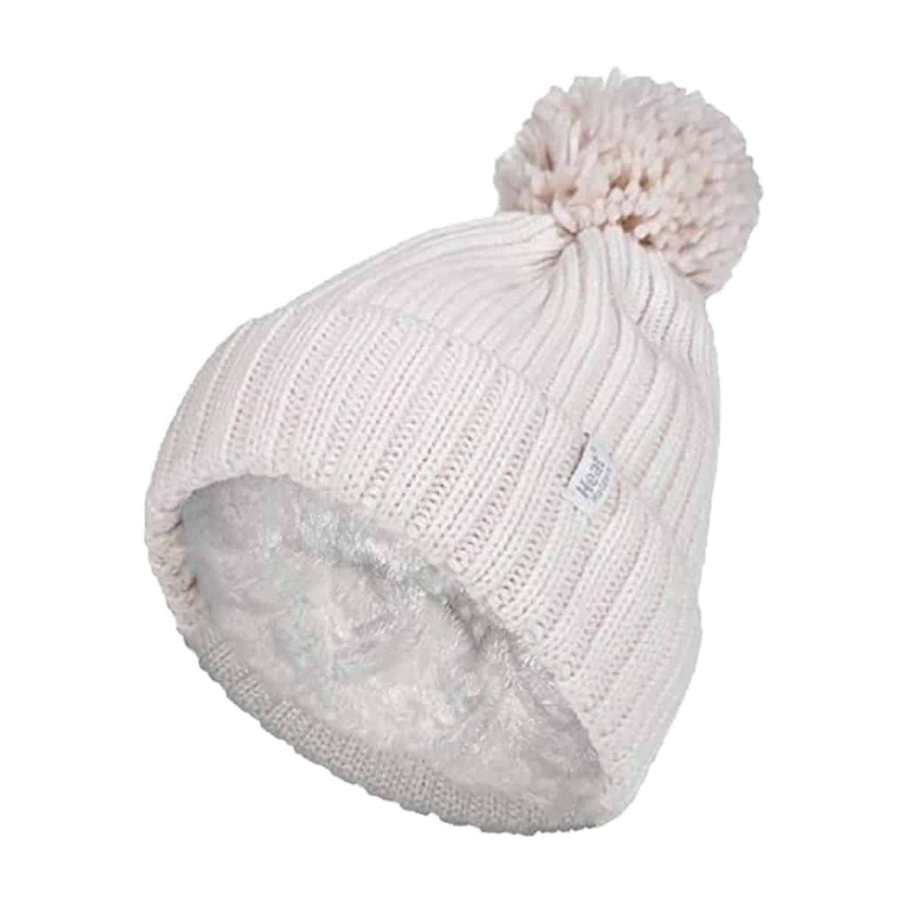 Ladies Ribbed Cuffed Thermal Insulated Winter Pom Pom Bobble Hat