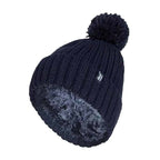 Ladies Ribbed Cuffed Thermal Insulated Winter Pom Pom Bobble Hat