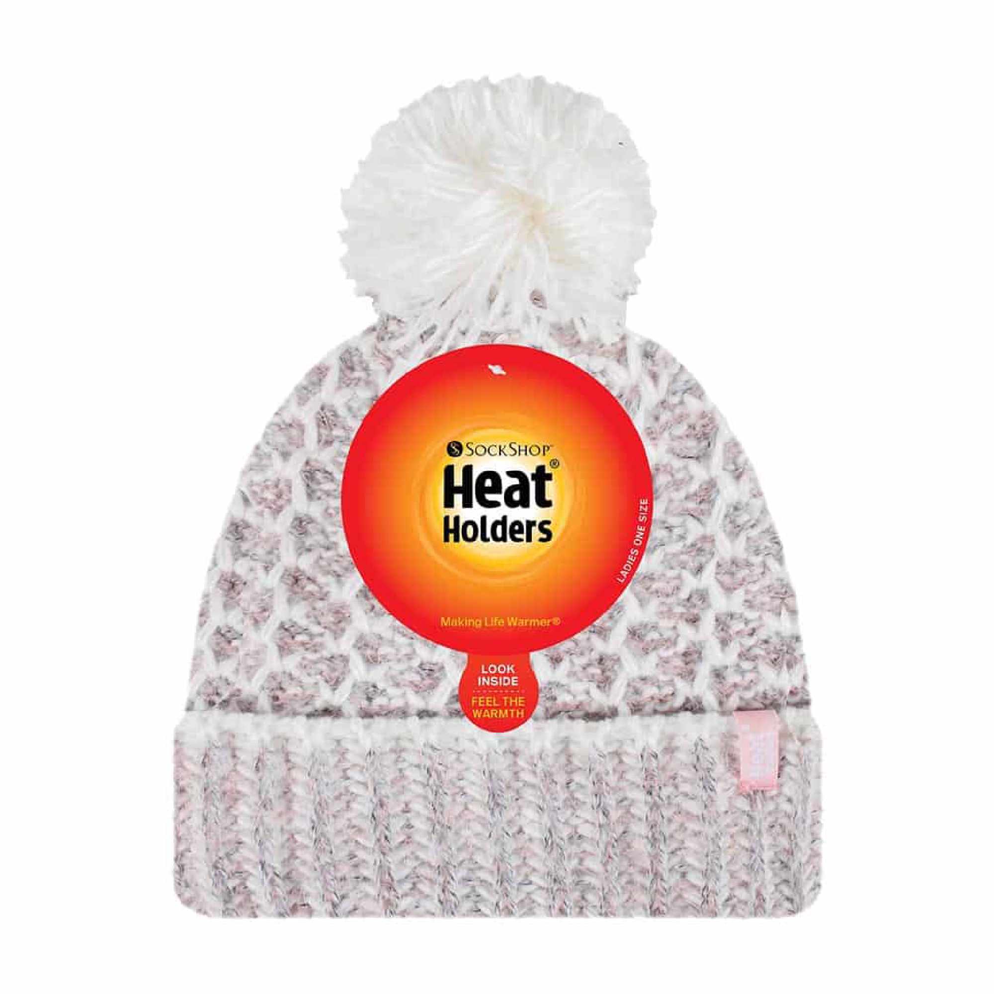Ladies Fleece Lined Cuffed Thermal Winter Bobble Hat with Pom Pom