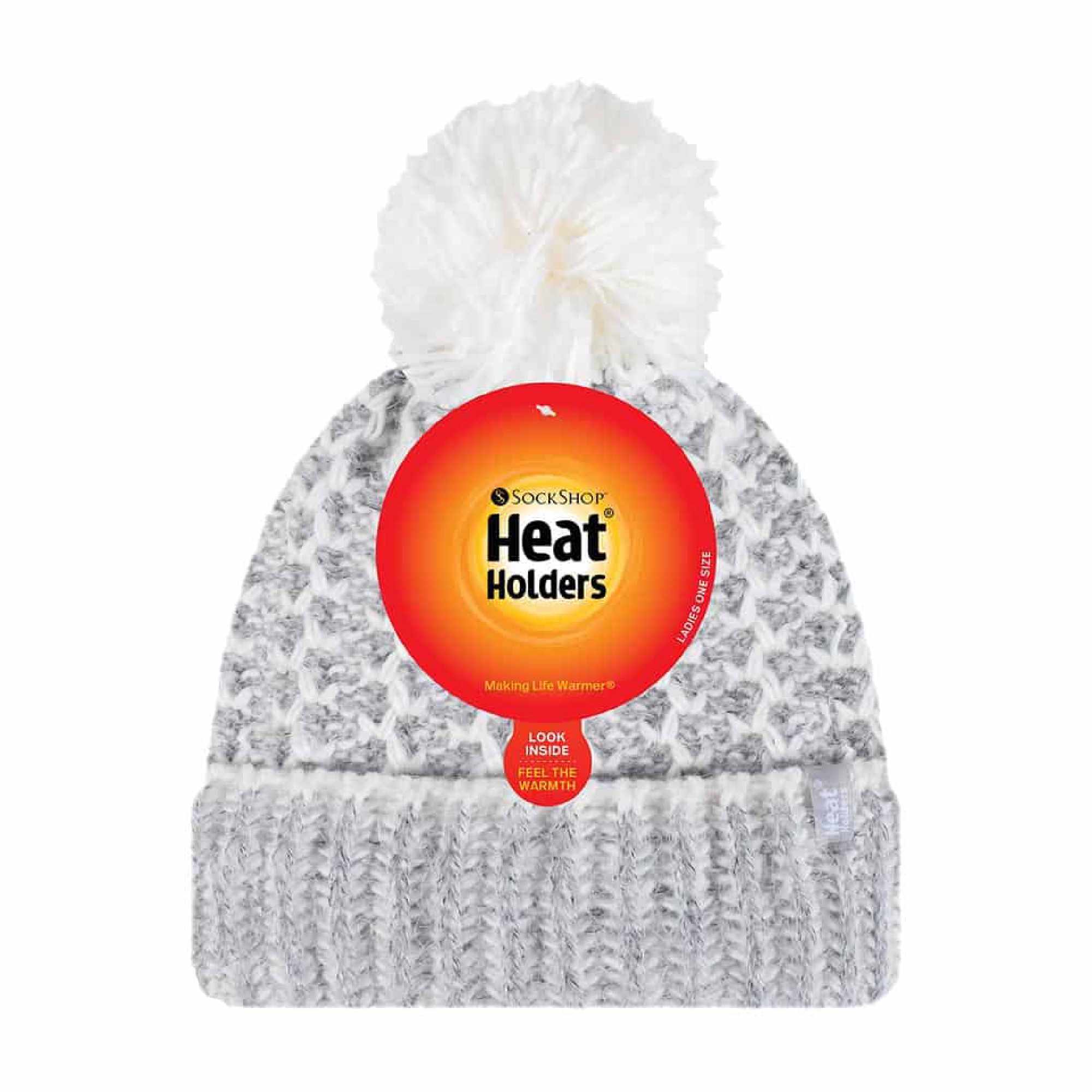 Ladies Fleece Lined Cuffed Thermal Winter Bobble Hat with Pom Pom
