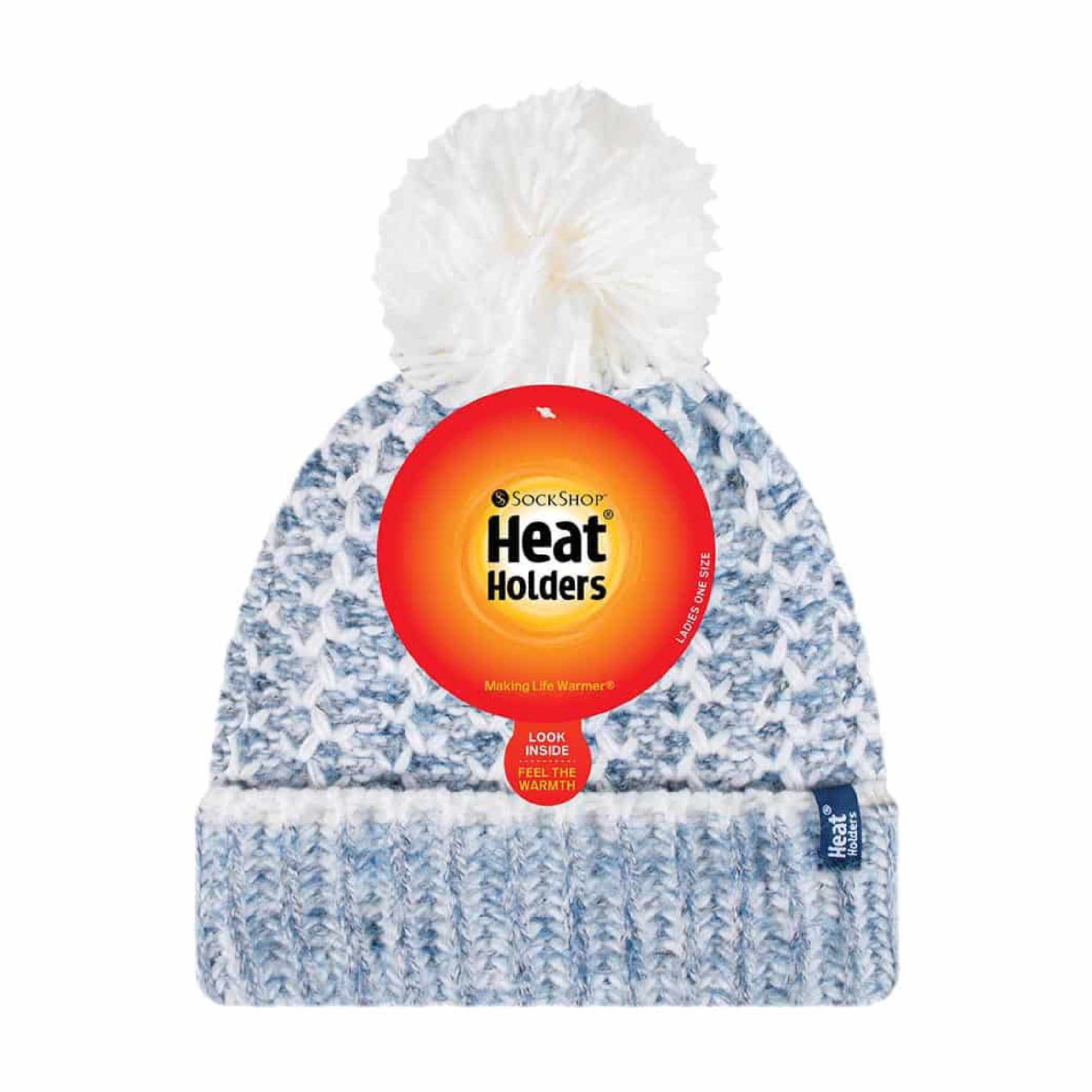Ladies Fleece Lined Cuffed Thermal Winter Bobble Hat with Pom Pom