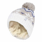 Ladies Fairisle Patterned Winter Thermal Beanie Hat with Pom Pom