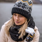 Ladies Fairisle Patterned Winter Thermal Beanie Hat with Pom Pom
