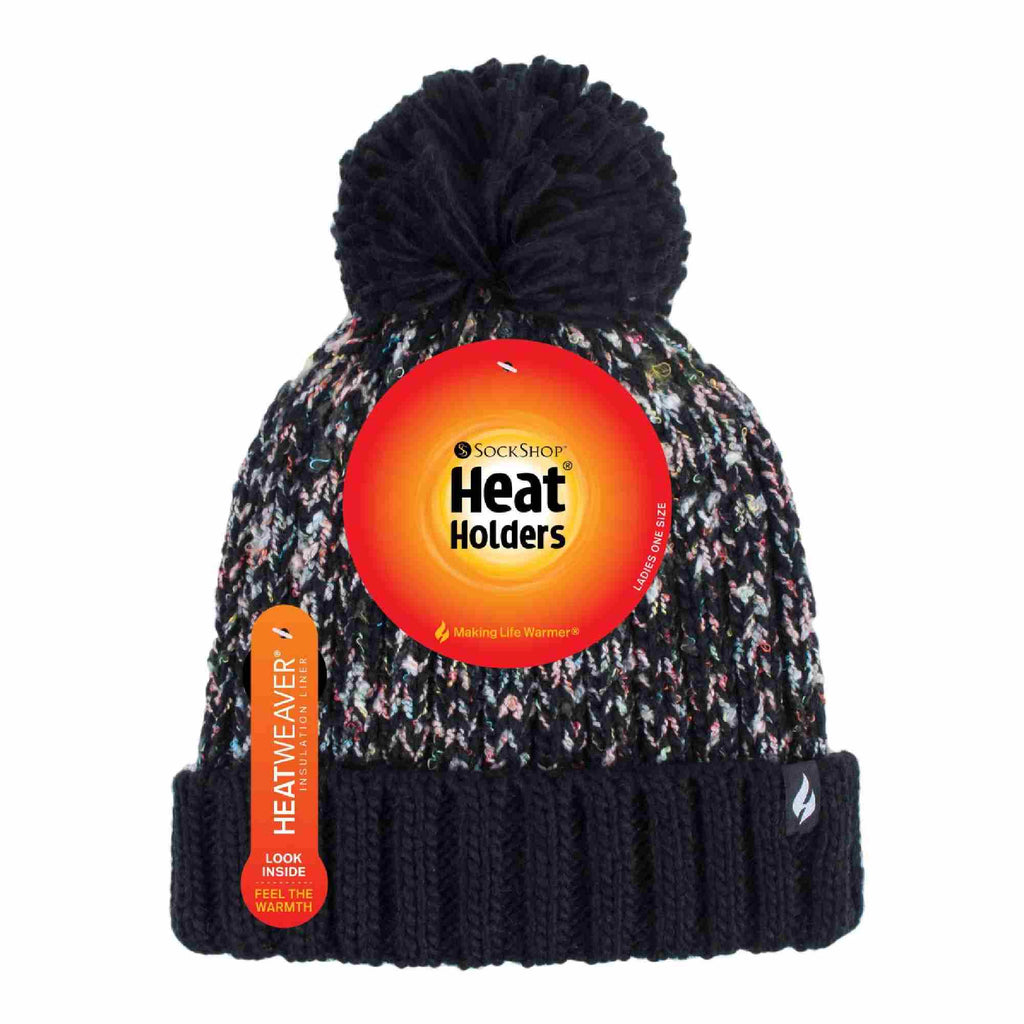 Ladies Thermal Winter Bobble Hat with Large Pom Pom