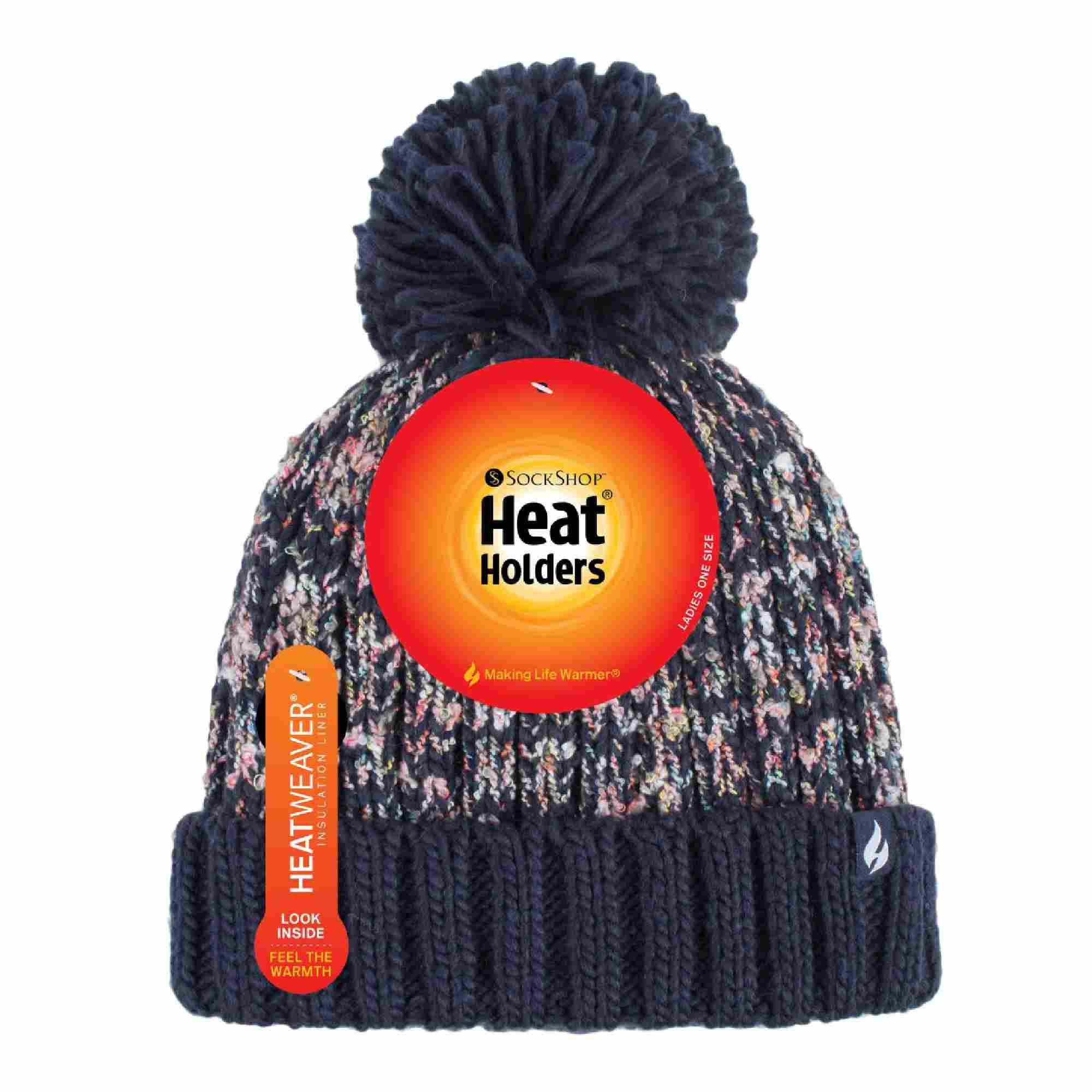 Ladies Thermal Winter Bobble Hat with Large Pom Pom