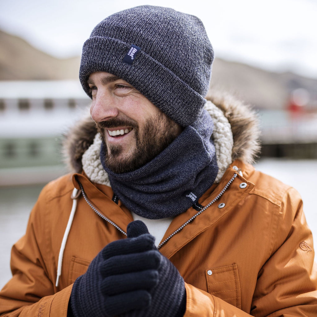 Mens 3.6 TOG Fleece Lined Thermal Turn Over Cuff Winter Beanie Hat