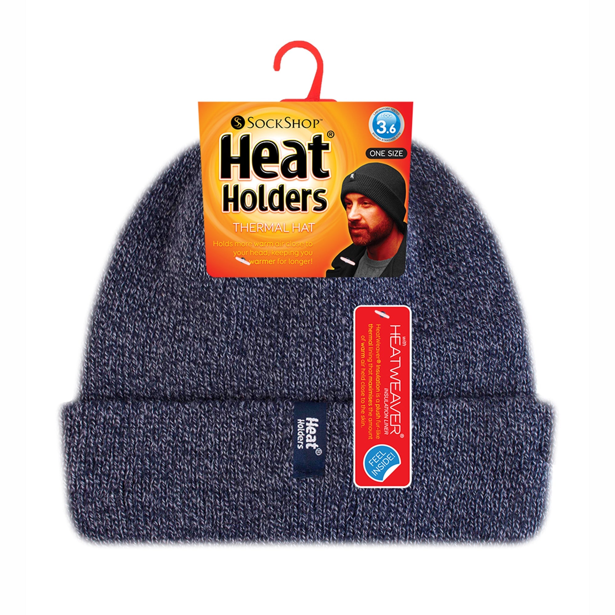 Mens 3.6 TOG Fleece Lined Thermal Turn Over Cuff Winter Beanie Hat