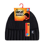 Mens Ribbed Knit Fleece Lined Turn Over Cuff Thermal Beanie Hat