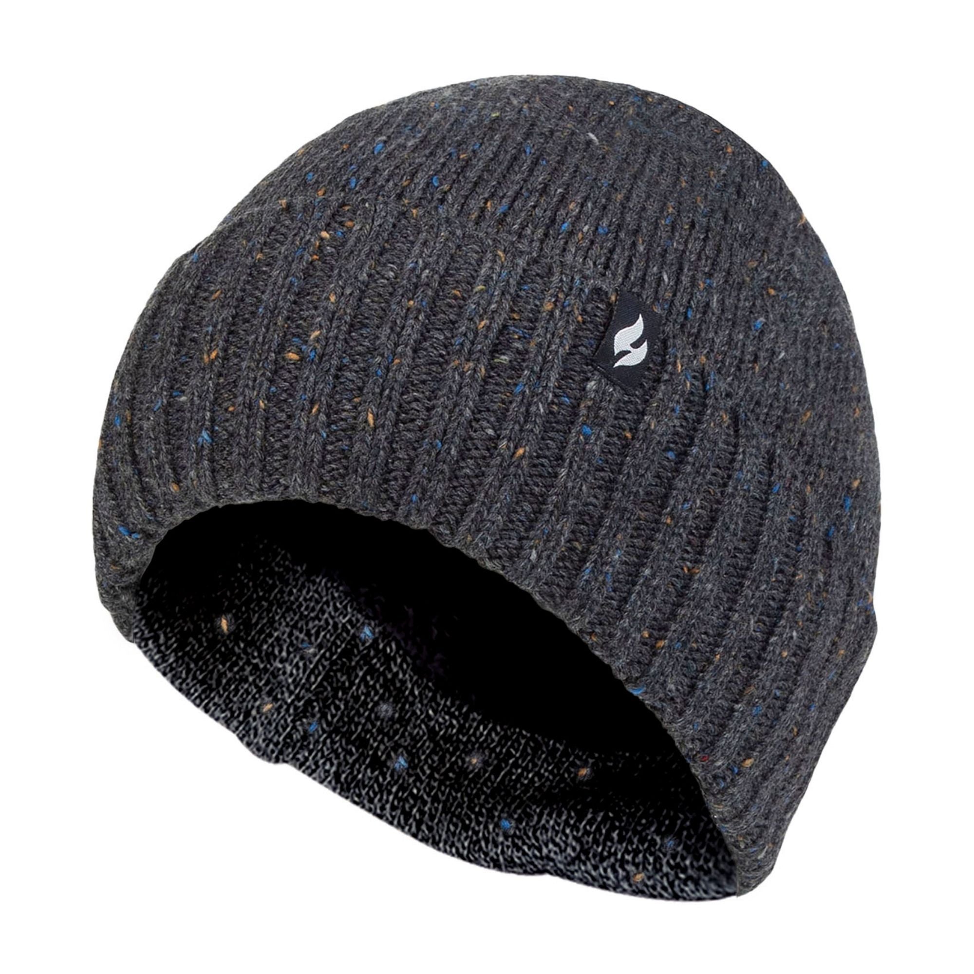 Warm Ribbed Cuff Beanie Hat for Men | Fleece Lined Chunky Winter Hat