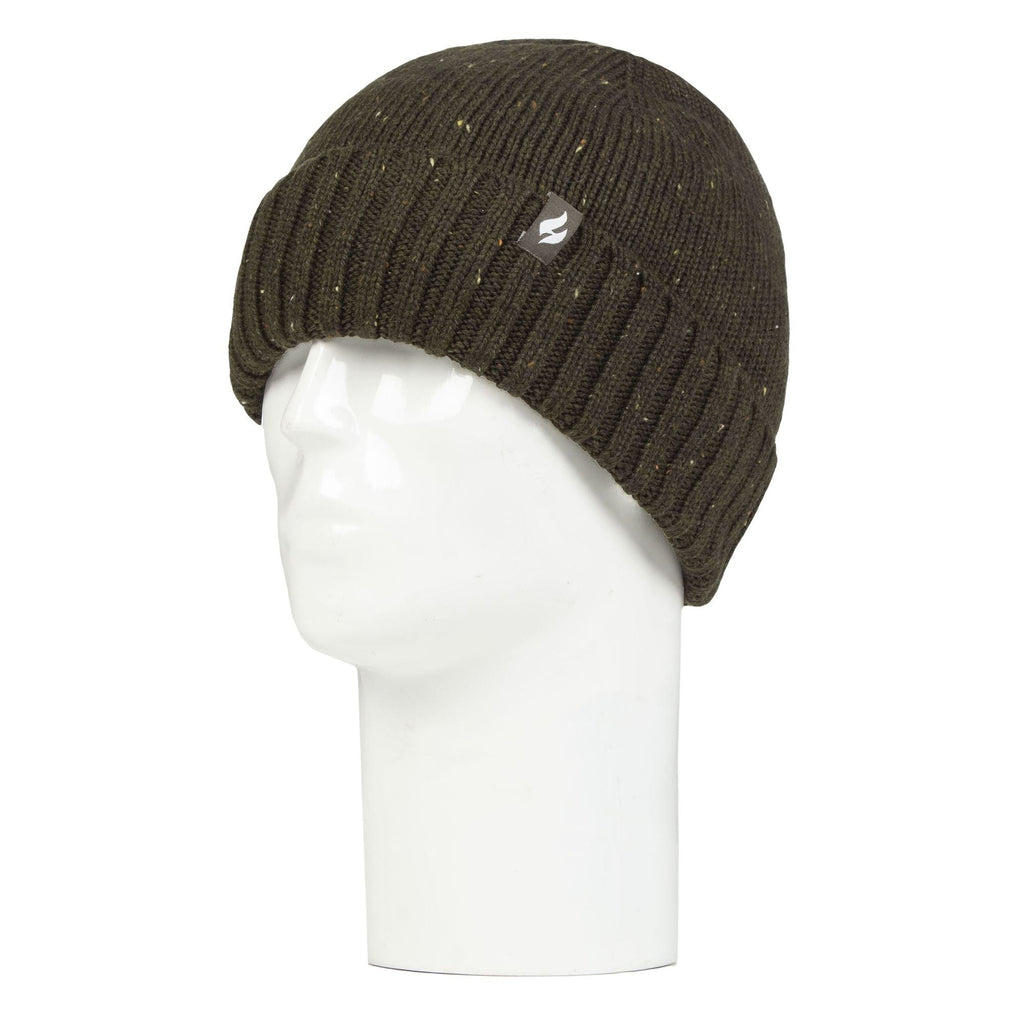 Warm Ribbed Cuff Beanie Hat for Men | Fleece Lined Chunky Winter Hat