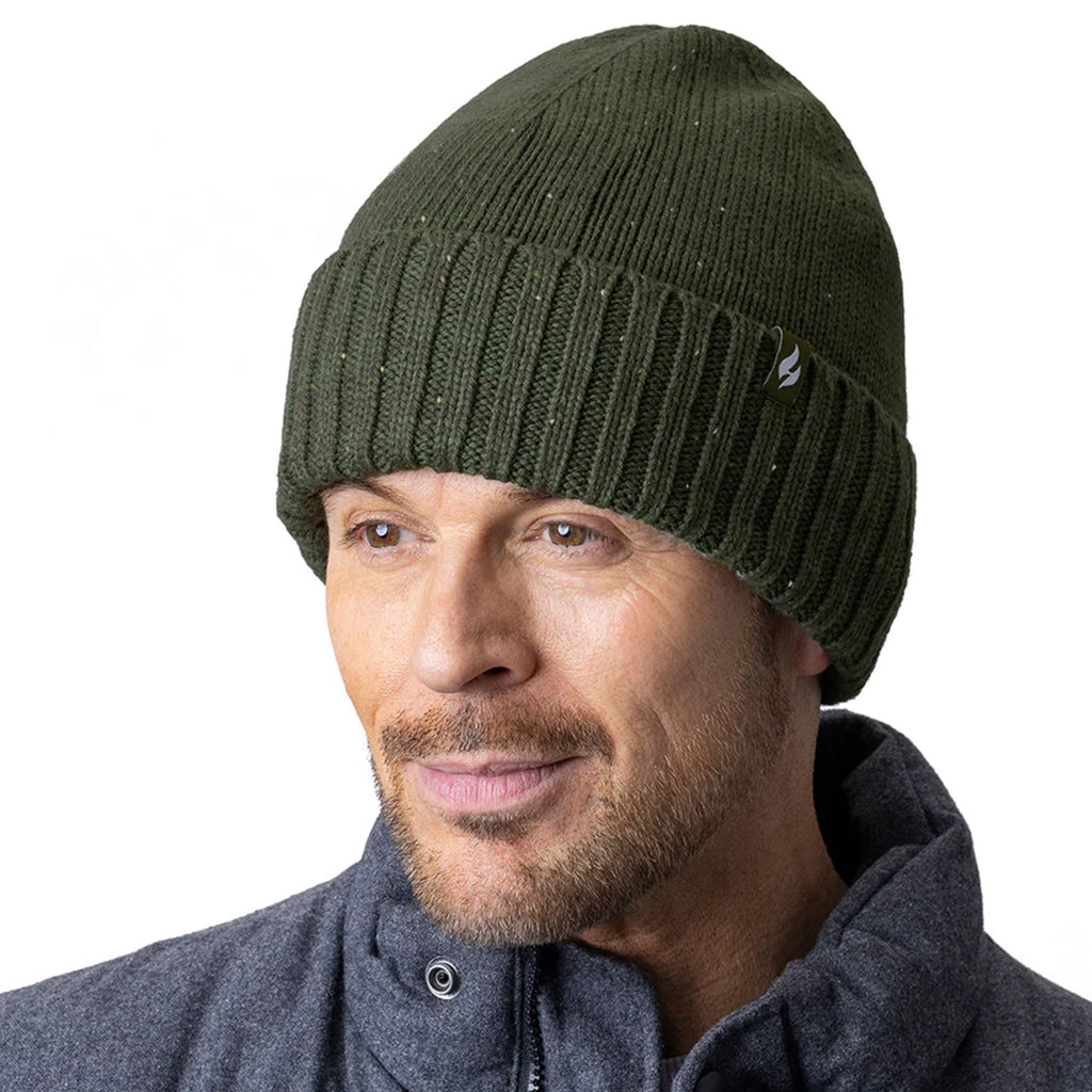 Warm Ribbed Cuff Beanie Hat for Men | Fleece Lined Chunky Winter Hat