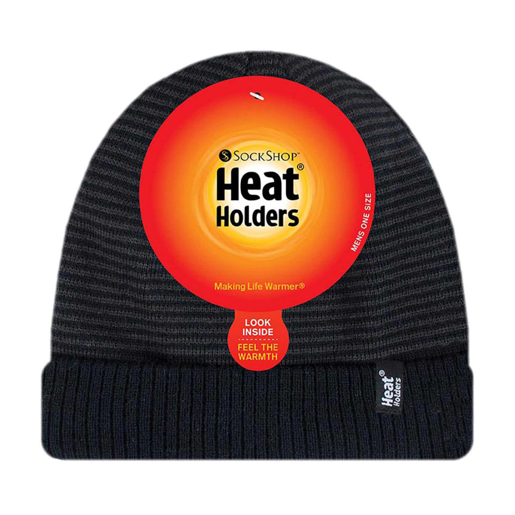 Mens Thin Striped Thermal Insulated Winter Beanie Hat