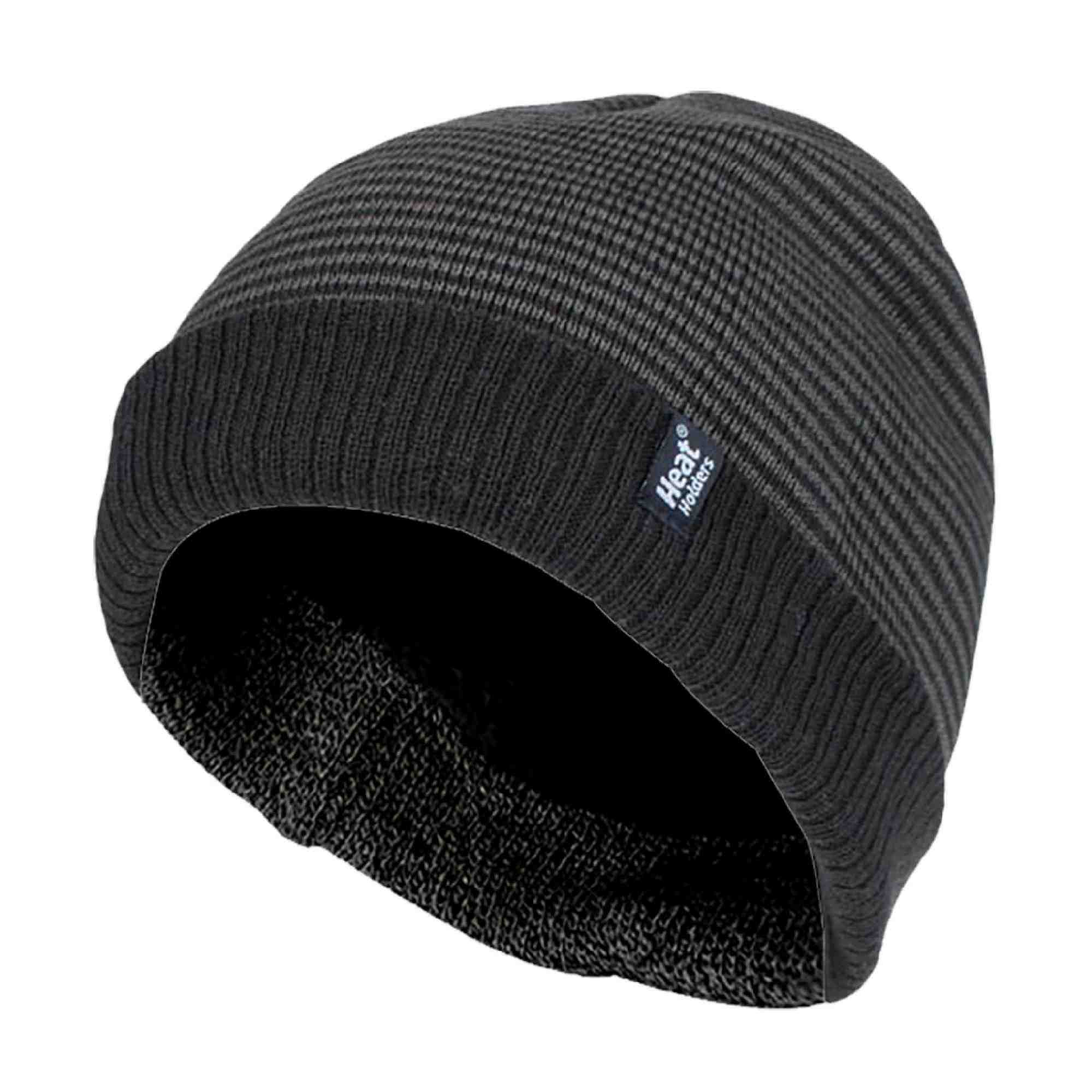Mens Thin Striped Thermal Insulated Winter Beanie Hat