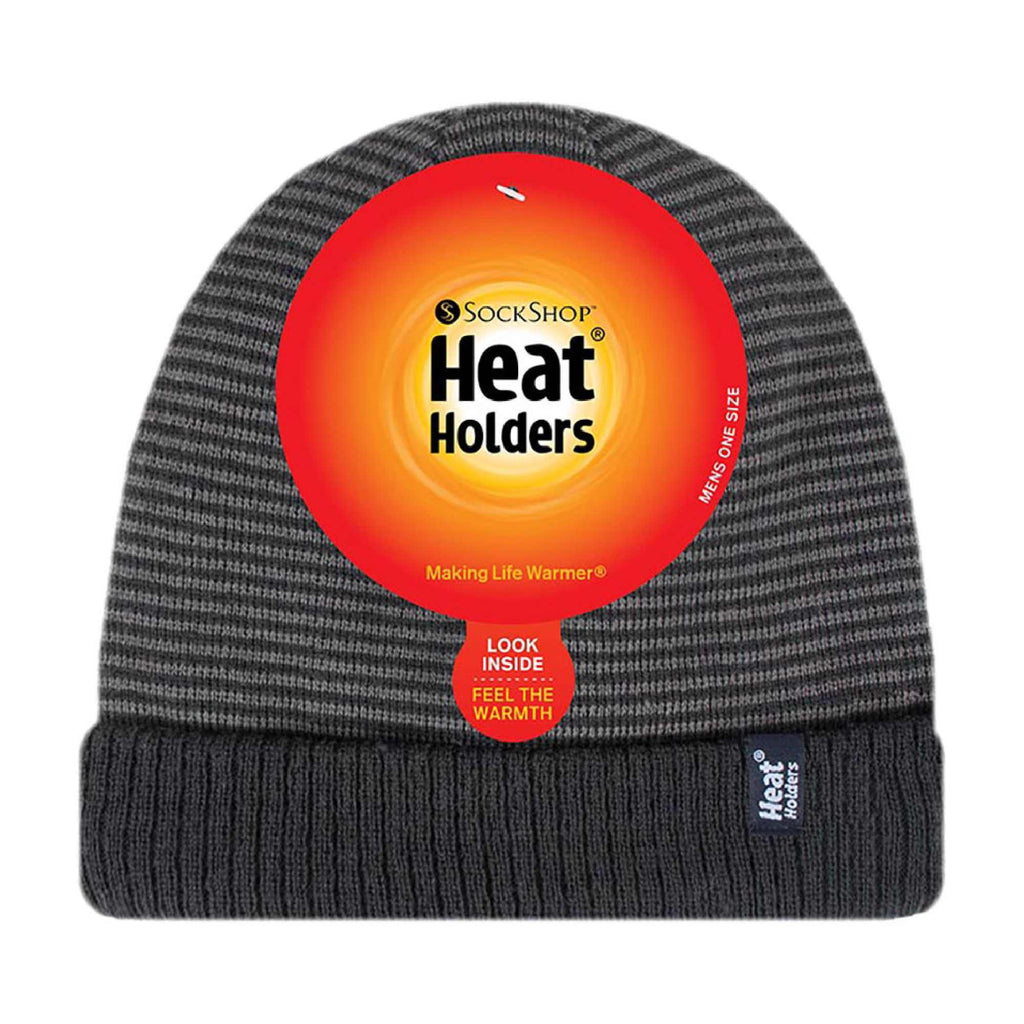 Mens Thin Striped Thermal Insulated Winter Beanie Hat