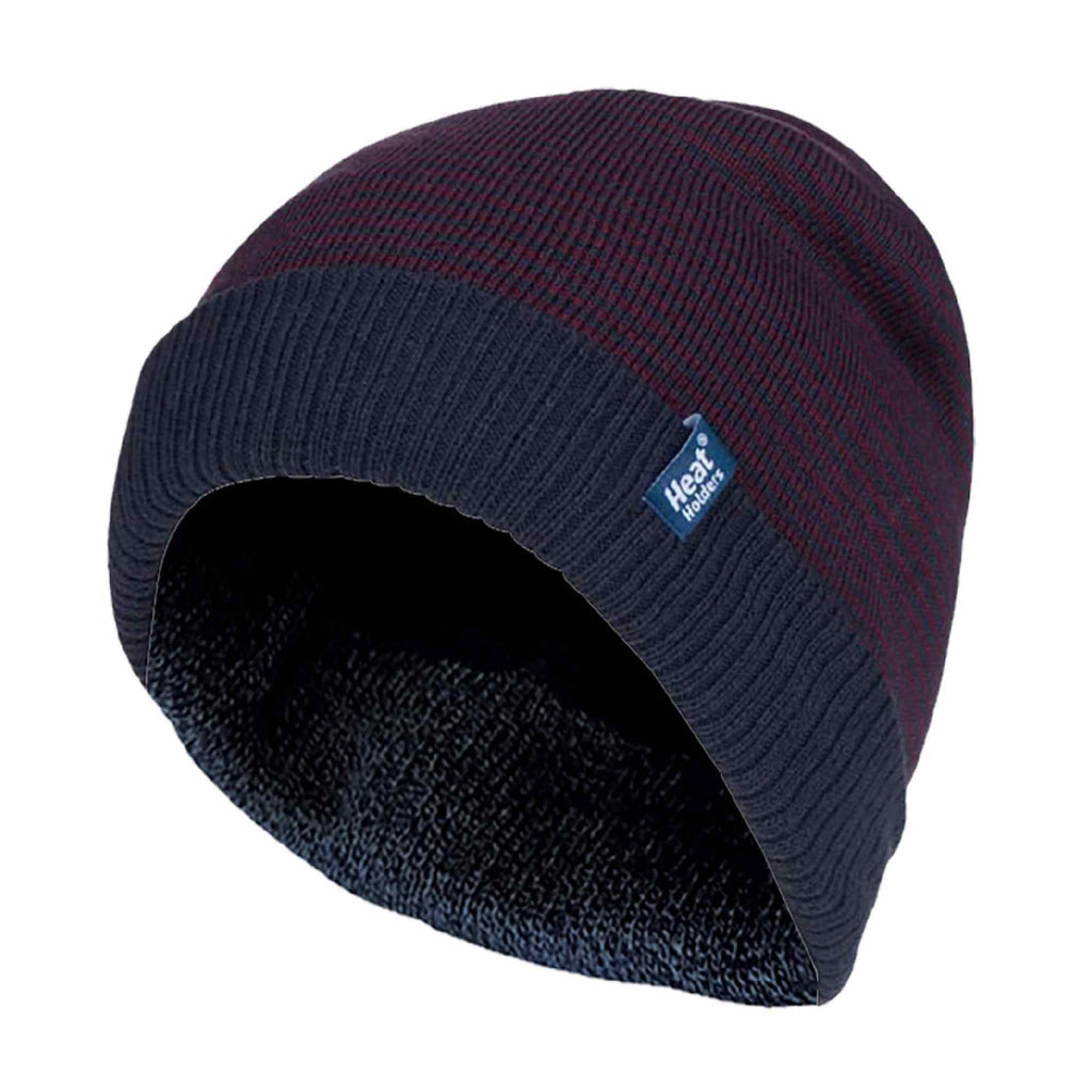 Mens Thin Striped Thermal Insulated Winter Beanie Hat