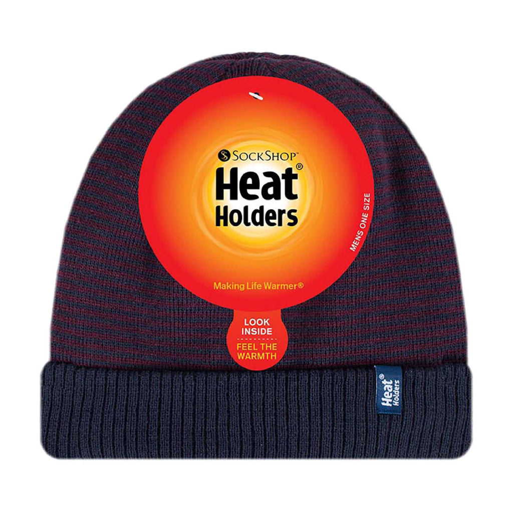 Mens Thin Striped Thermal Insulated Winter Beanie Hat