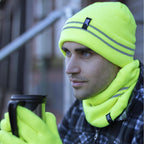Mens Hi Vis Reflective Soft Fleece Lined Thermal Winter Hat