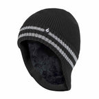 Mens Hi Vis Reflective Fleece Lined Thermal Winter Hat with Drop Neck