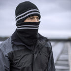 Mens Hi Vis Reflective Fleece Lined Thermal Winter Hat with Drop Neck