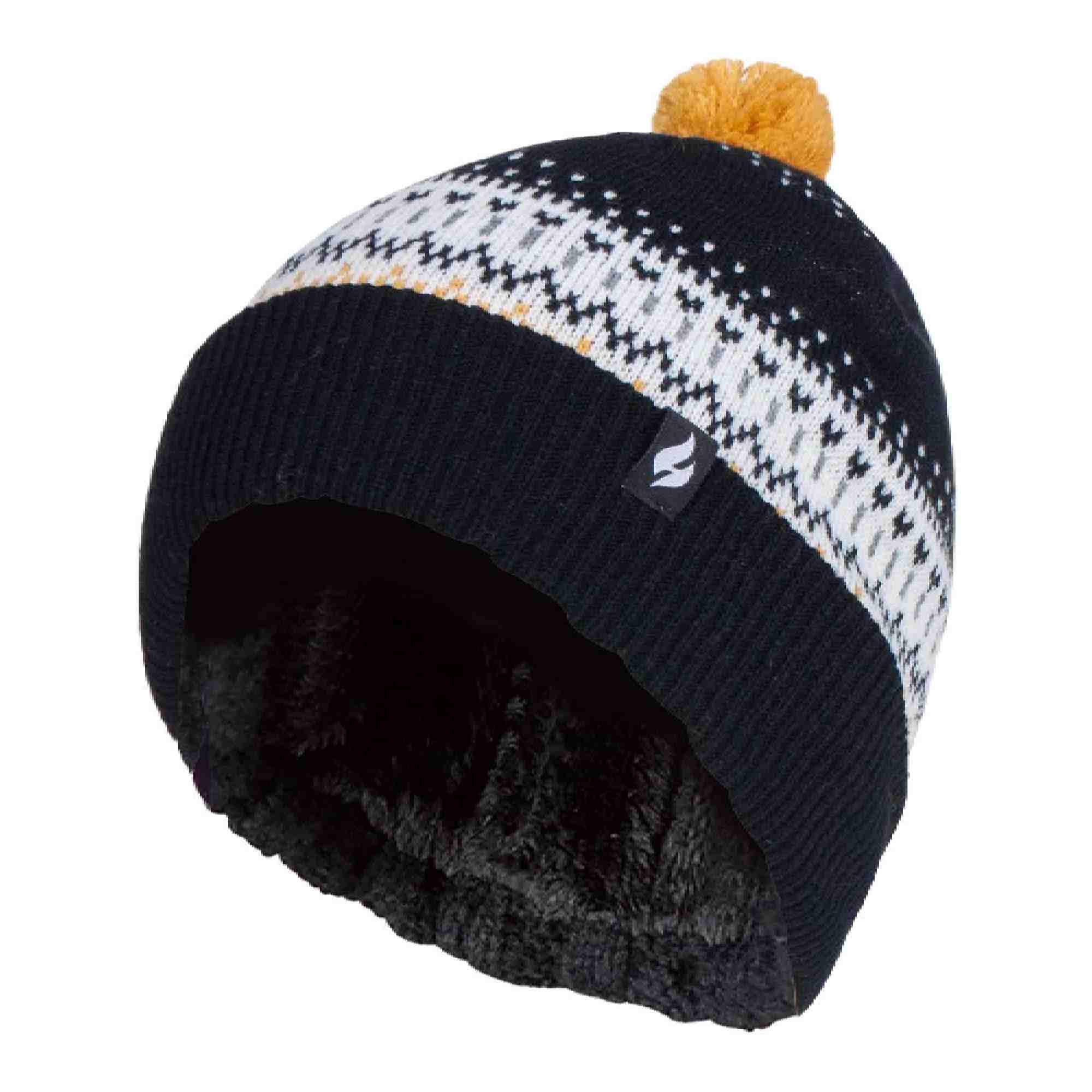 Ladies Knitted Beanie Bobble Hat with Small Pom Pom