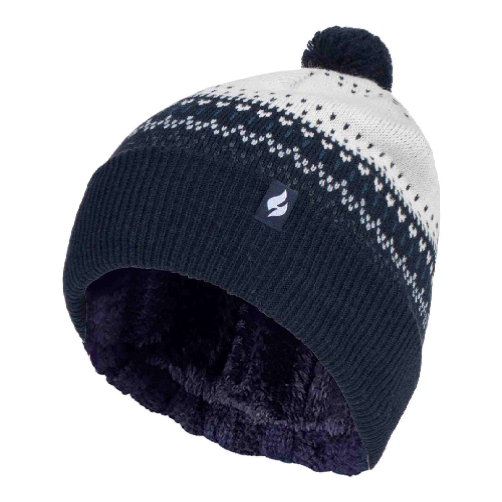 Ladies Knitted Beanie Bobble Hat with Small Pom Pom