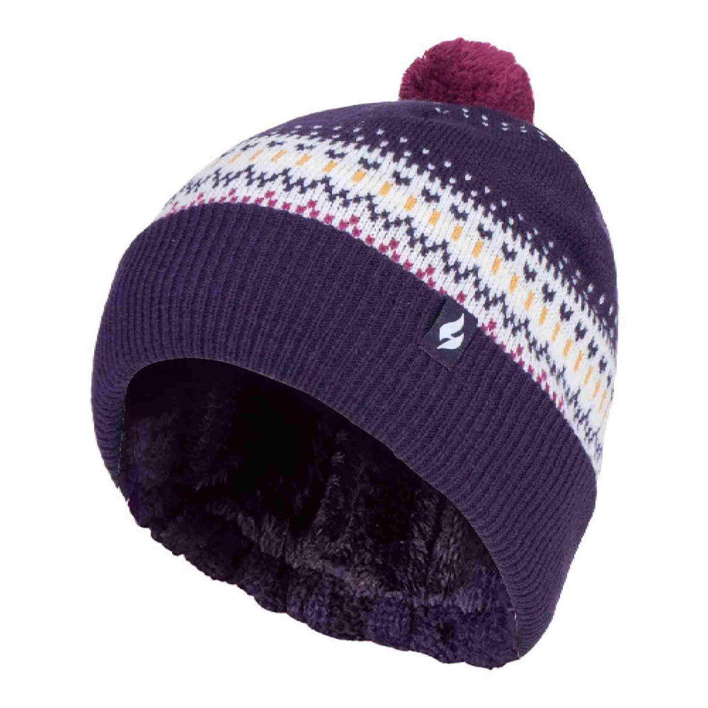 Ladies Knitted Beanie Bobble Hat with Small Pom Pom