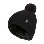 Ladies Winter Ribbed Thermal Cable Knit Beanie Pom Pom Hat