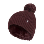Ladies Winter Ribbed Thermal Cable Knit Beanie Pom Pom Hat