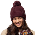 Ladies Winter Ribbed Thermal Cable Knit Beanie Pom Pom Hat