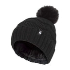 Ladies Zig Zag Turnover Thermal Pom Pom Hat for Winter
