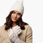 Ladies Zig Zag Turnover Thermal Pom Pom Hat for Winter