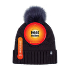Ladies Zig Zag Turnover Thermal Pom Pom Hat for Winter