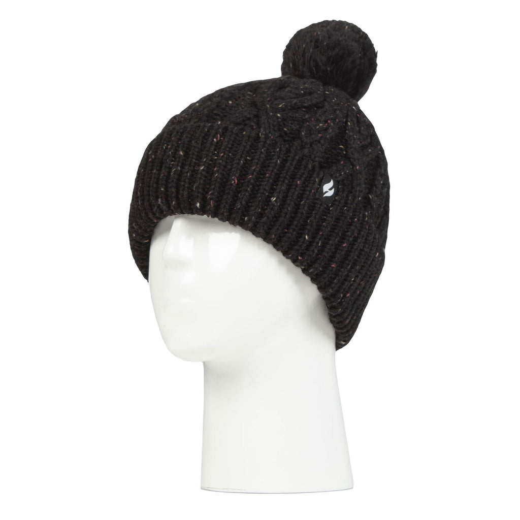 Cozy Pom Pom Bobble Hat for Women | Cable Knit Beanie with Fleece Lining