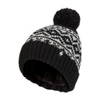Cozy Patterned Bobble Hat for Women | Cable Knit Beanie with Fleece Lining