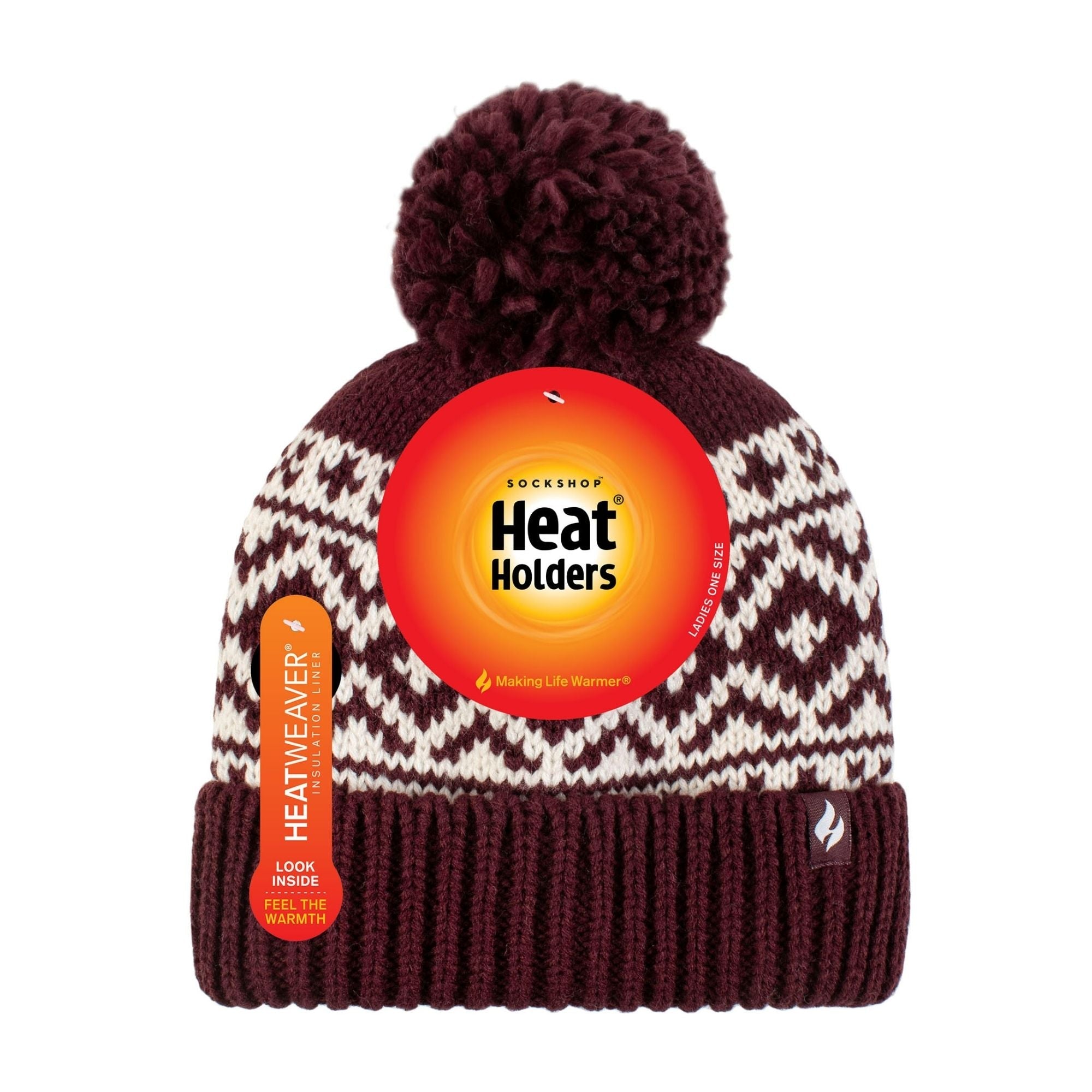 Cozy Patterned Bobble Hat for Women | Cable Knit Beanie with Fleece Lining