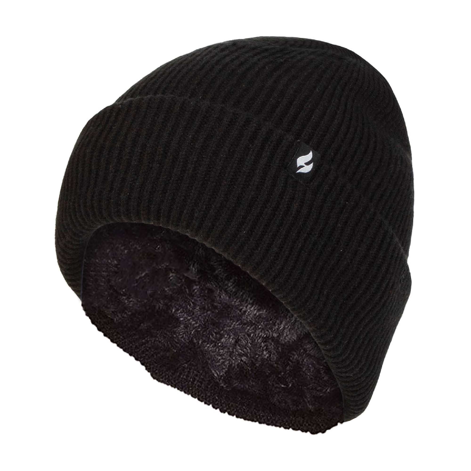Ladies Fleece Lined Ribbed Thermal Turnover Hat for Winter
